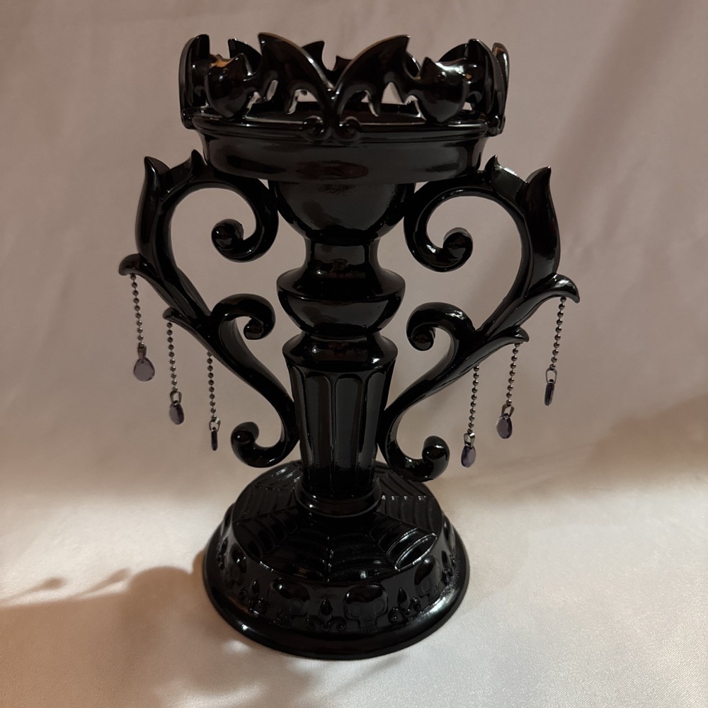 Bath and Body Works Halloween Black Purple Bat Candelabra Candle Pedestal Holder